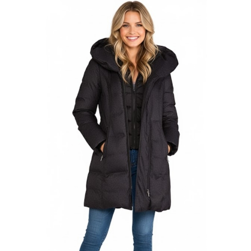 Women's Black Hooded Puffer Coat